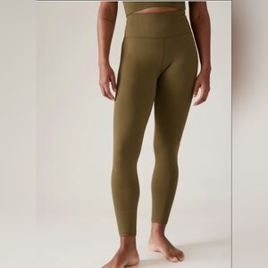 Athleta Aurora Seamless Tight Large L  Olive Green Ribbed Yoga Workout Casual